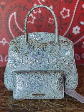Brahmin Rosetta Chrome Estonia with SURI Wallet SET NWT